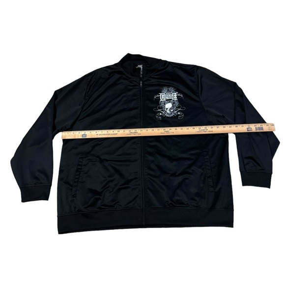 MMA Elite Skull Grim Reaper Zip Up Jacket Mens 2XL Black Y2K Style Script Print - Picture 7 of 7